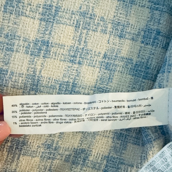 ZARA TWEED PLAID GINGHAM CHECKERED JACKET BLUE WHITE S STRUCTURED - Picture 7 of 7